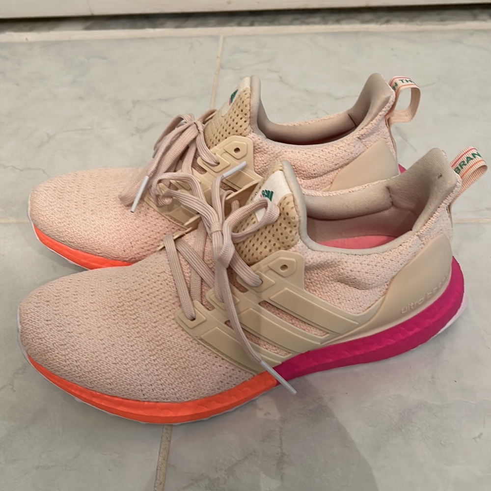 Adidas Ultra Boost DNA Size 8.5 Linen Pink Orange Women’s Sneakers - Picture 5 of 5